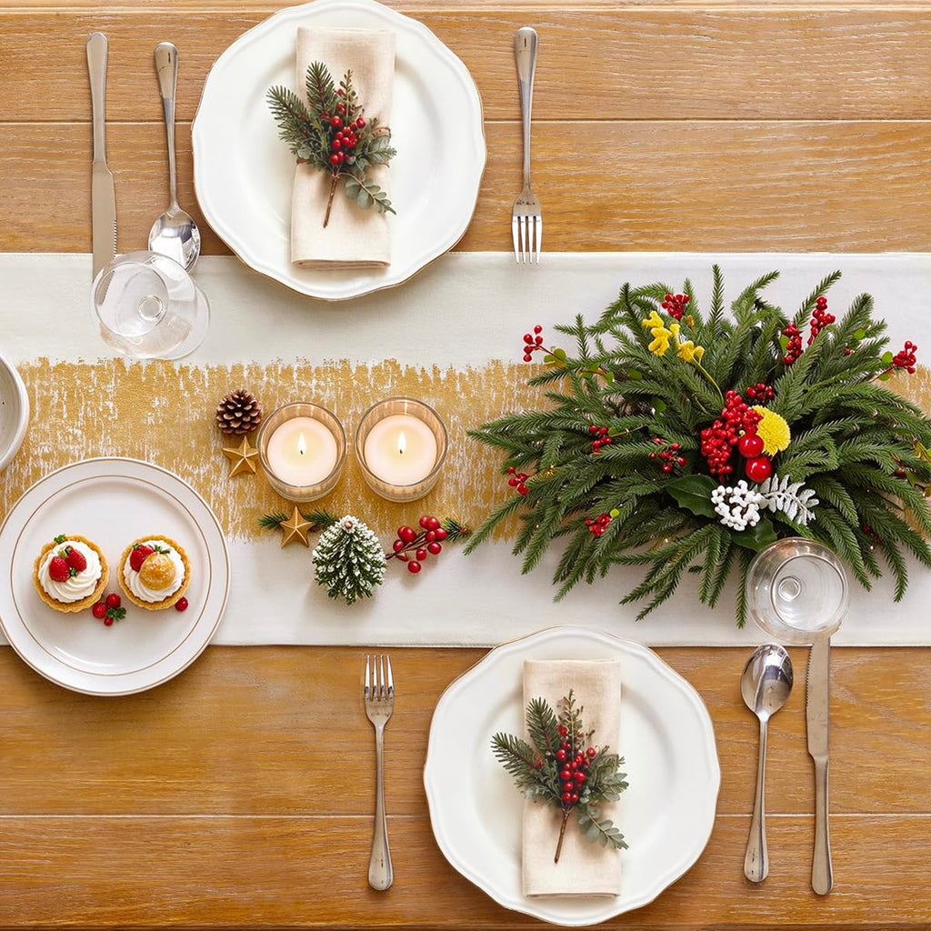 Metallic Gold Christmas Table Runner, Table Runners 72 Inches Long