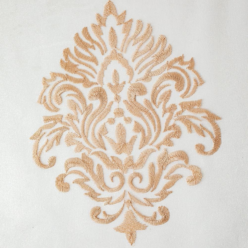 Luxury Damask Embroidered Sheer Curtains for Bedroom Transparent Tulle Curtain,52inchX96inch,Grommet Top,2 Panels
