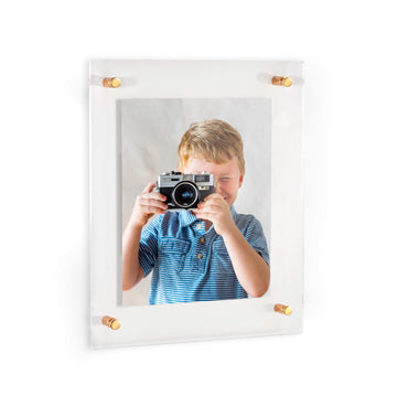 Floating Frame for Pictures Up To 12x24 inches (Full Frame is 16x28) with 19x25mm Brushed Gold Acrylic Standoff