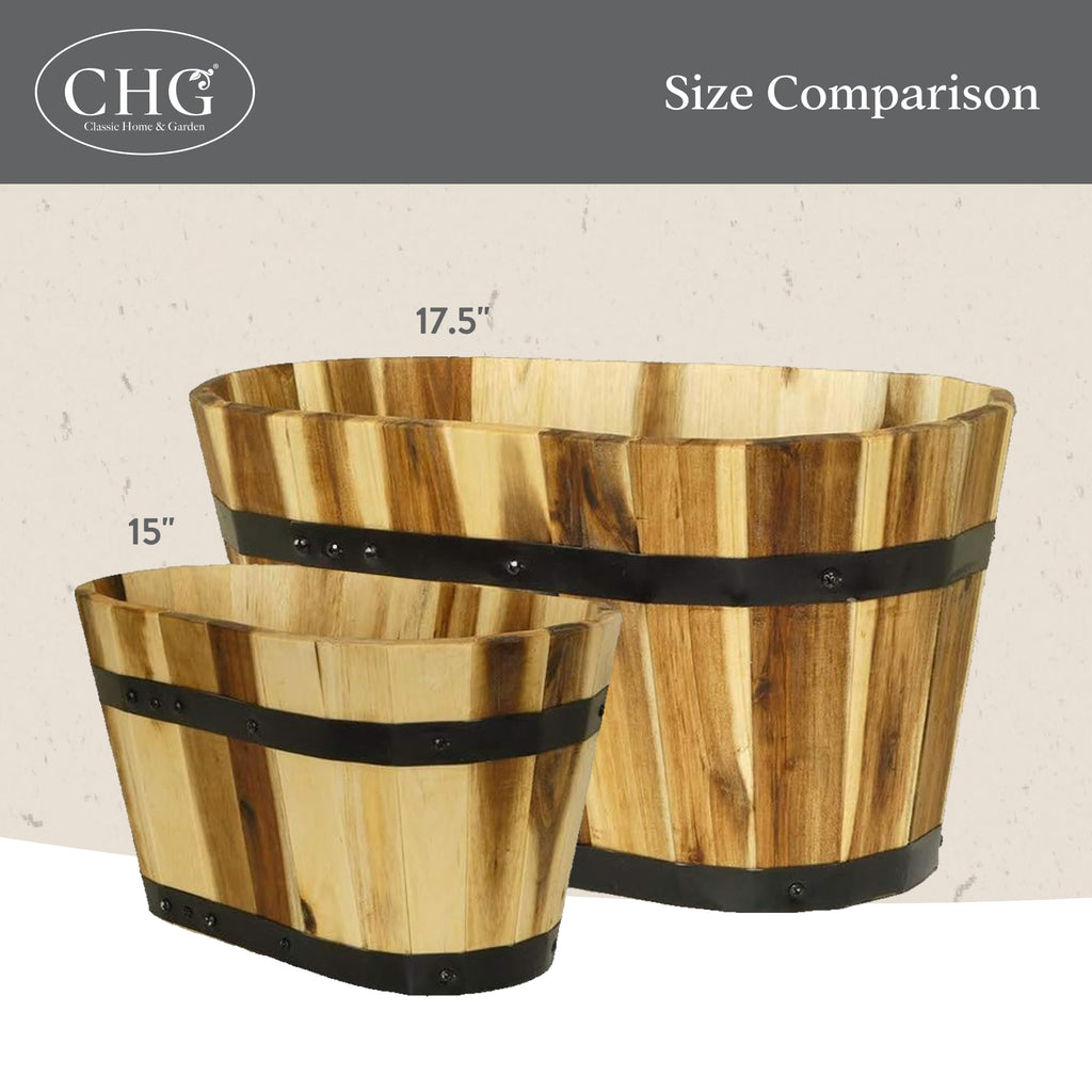 Oval Barrel Planter, Acacia