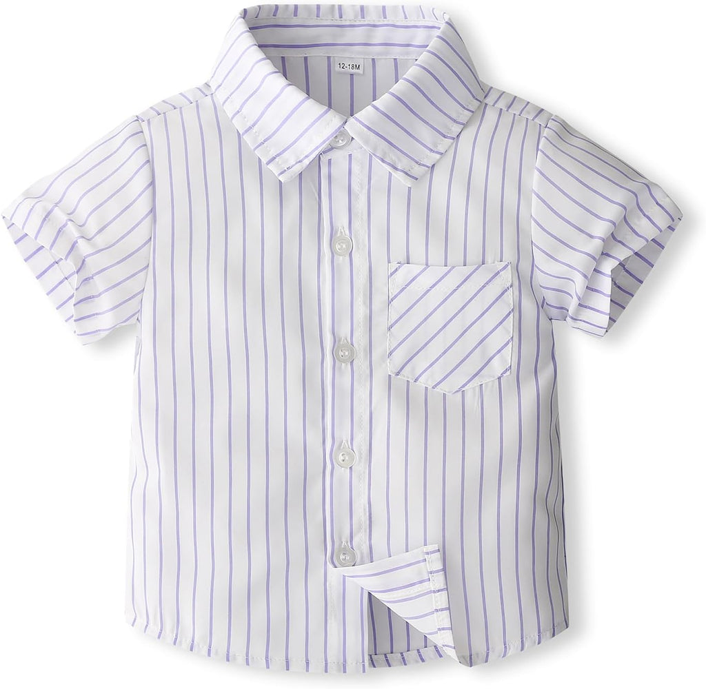 Toddler Baby Boy Clothes Suit Dress Clothes Bowtie Stripe Shirts + Suspender Shorts Gentleman Outfits