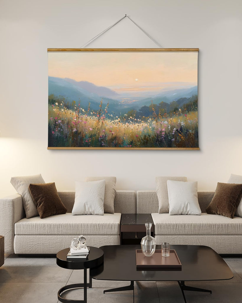 Extra Large Canvas Wall Art - Sunset Mountain Landscape, 36x54 Inch