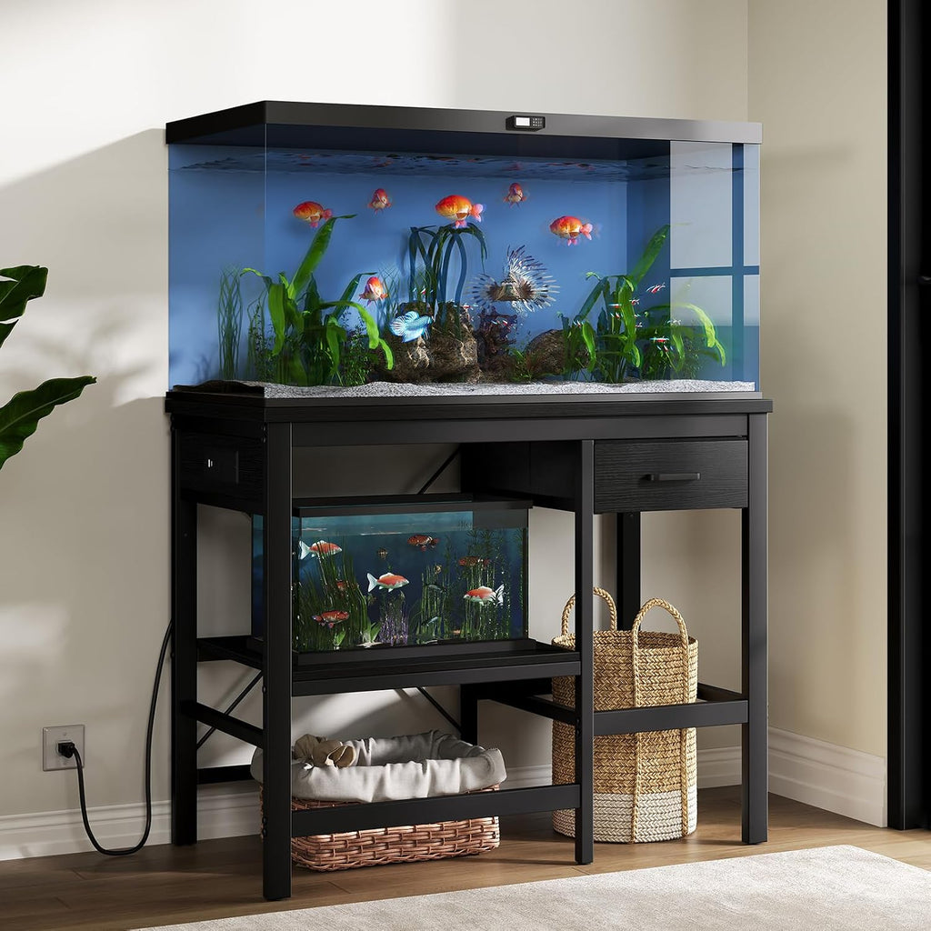 40-50 Gallon Fish Tank Stand with Power Outlet, Aquarium Stand with 3-Tier Adjustable Storage Shelves, Fish Stand