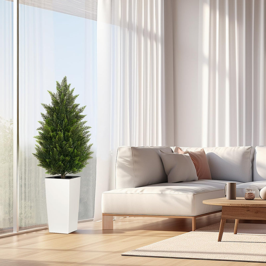 Cedar Trees for Outdoors, 4ft 2-Pack White Square Planter