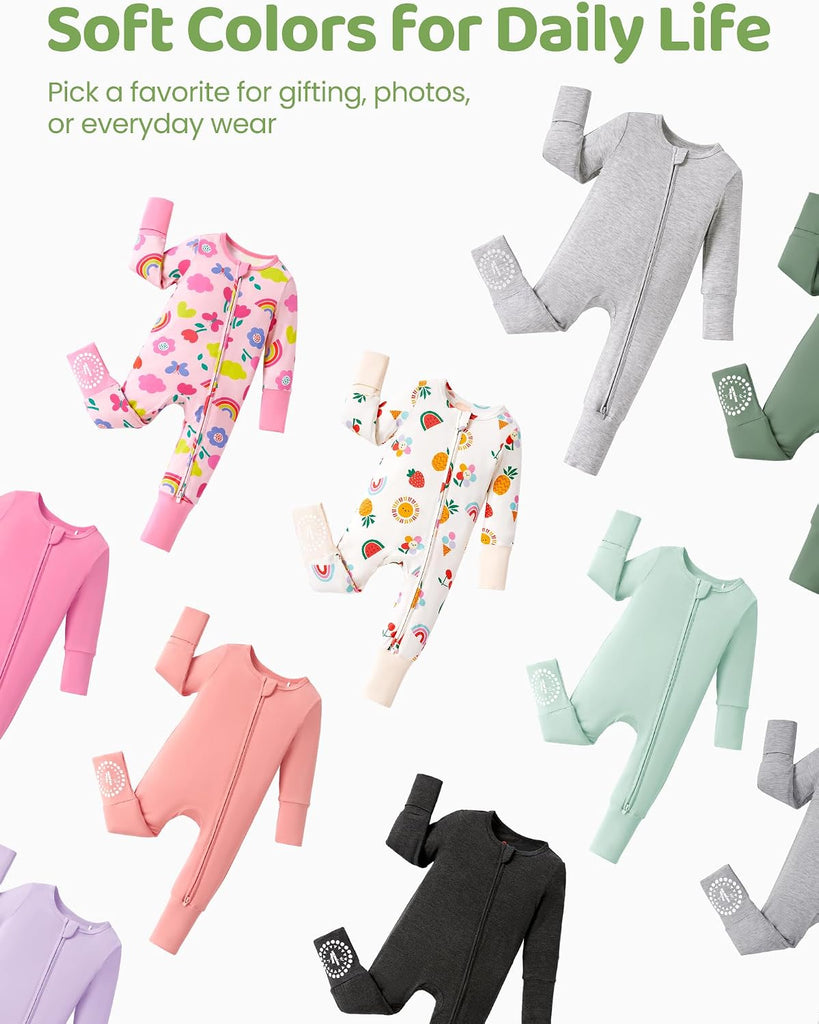 Baby Boys Girls Bamboo Viscose Footies Pack