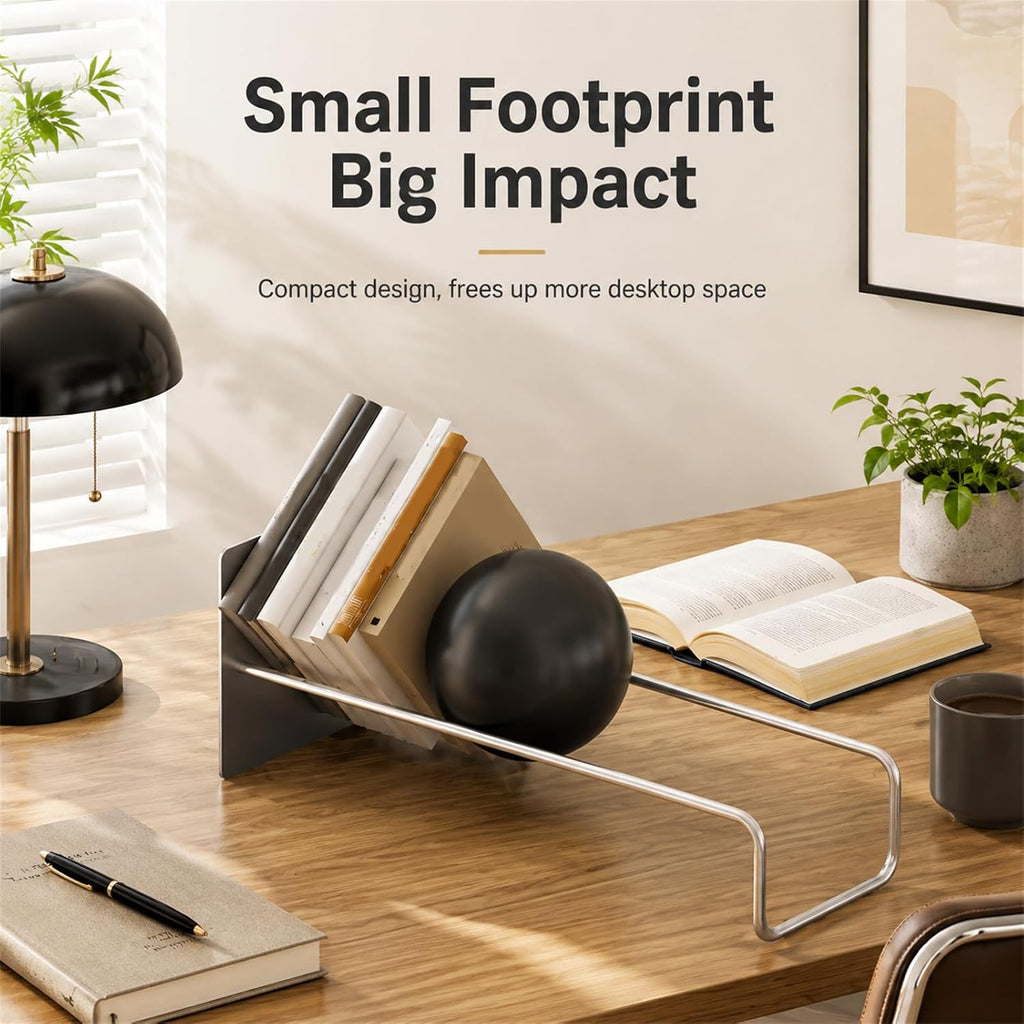 Sculptural Book Holder, Modern Decorative Bookend and Magazine Rack, Open Desktop Book Organizer Display Stand, with