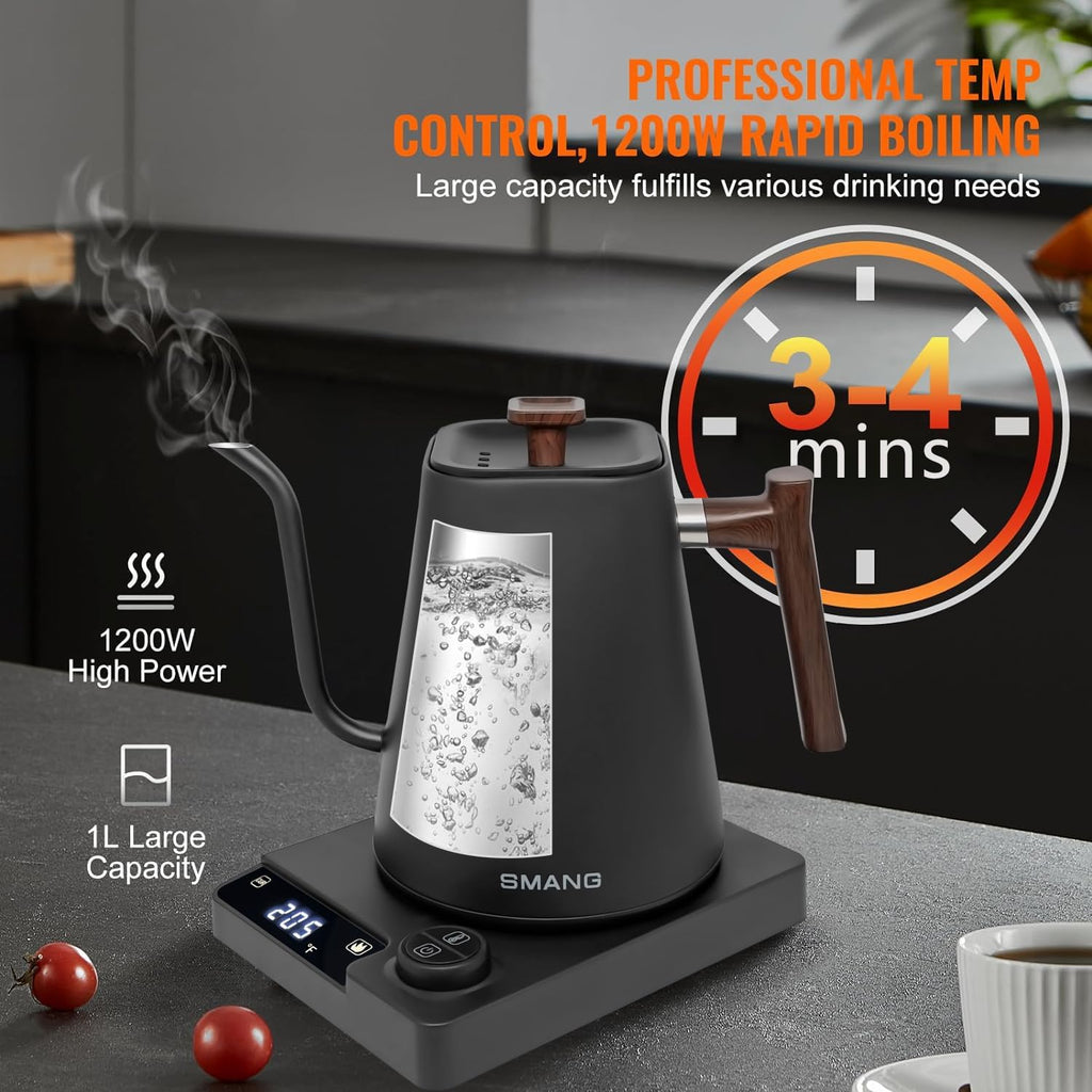 Electric Kettles, Gooseneck Electric Kettle, ±1°F Temperature Control, for Pour Over Coffee and Tea, 304 Stainless