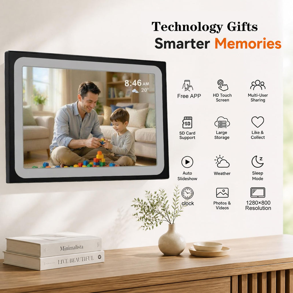 10.1 Inch WiFi Digital Picture Frame, Smart Electronic Clound Digital Photo Frame with 1280 * 800 HD Touch Screen