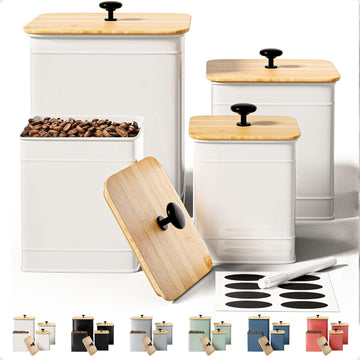 Kitchen Canisters for Countertop w/ Chalkboard Labels & Marker Pen - Set of 4