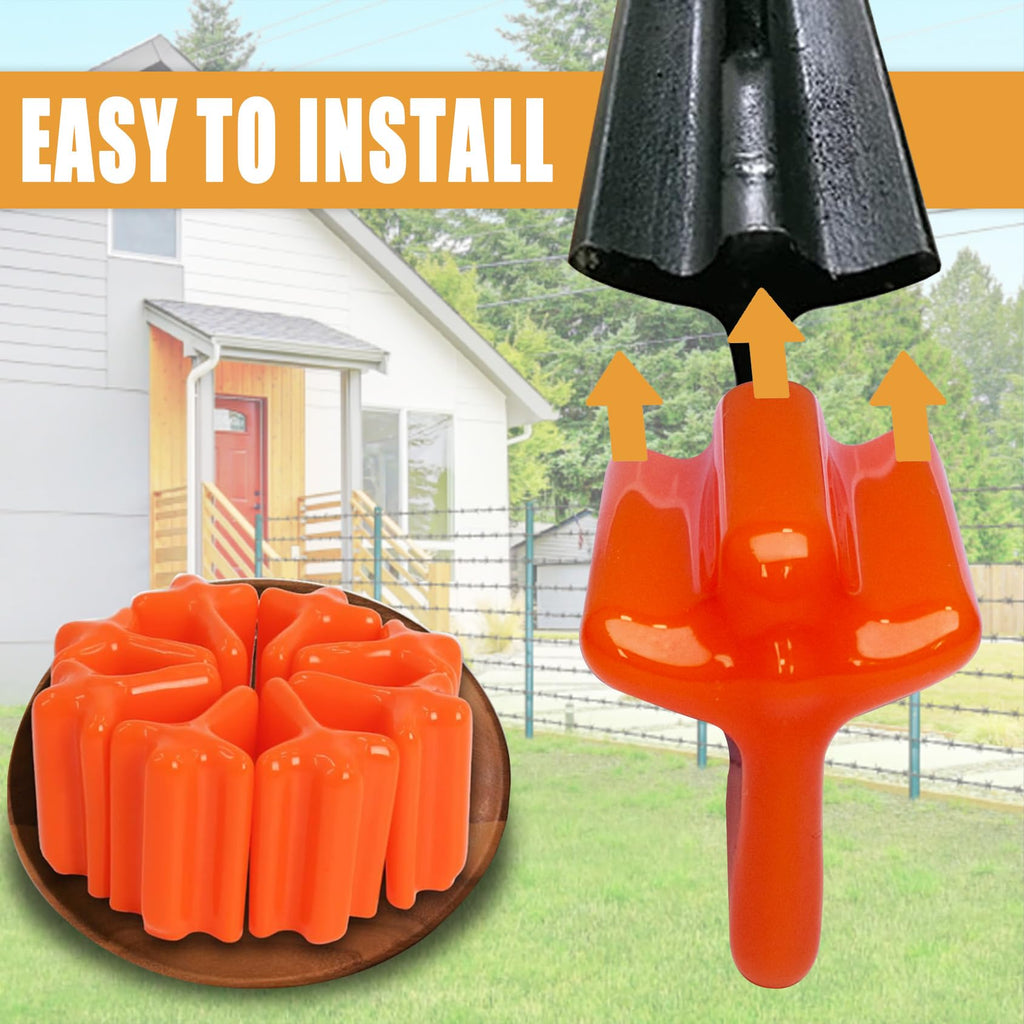 100 Pcs T Post Caps, Safe T-Post Cap Vinyl Safety Topper, Orange