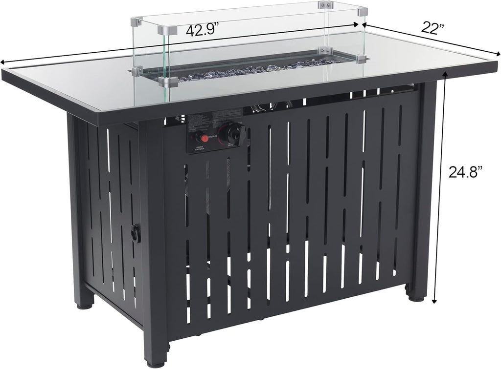 43 Inch Outdoor Propane Fire Pit Table 50,000 BTU