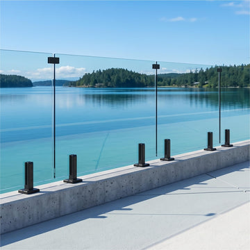 6-Panel Laminated Glass Railing System, 363-372" W x 44" H Deck Railing Kit