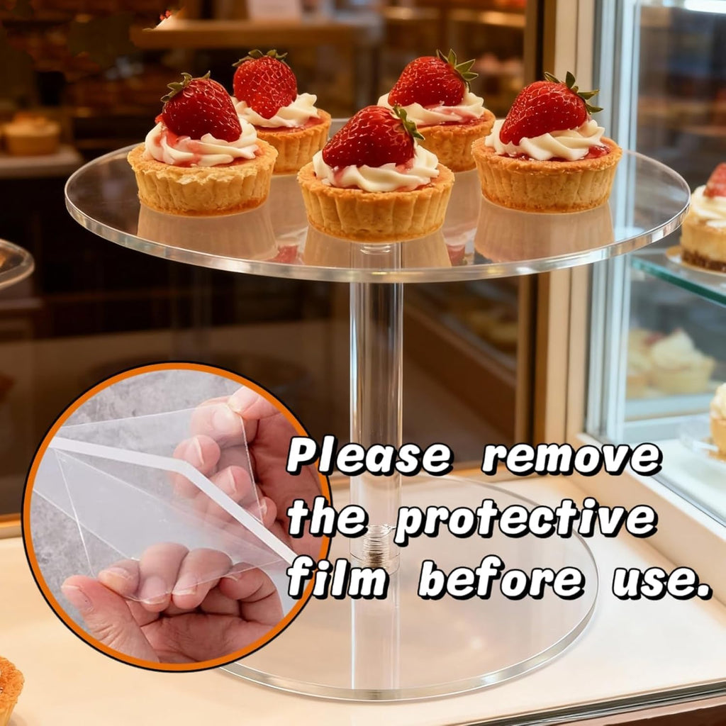 Acrylic Cake Stand for Dessert Table, 9.8 Inch Clear Round Cupcake Stand Display Riser for Birthday Party Wedding