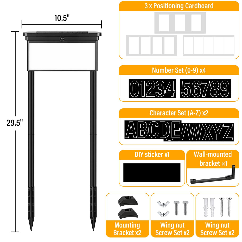 Solar Address Sign, Double-Sided LED Solar House Numbers for Outside
