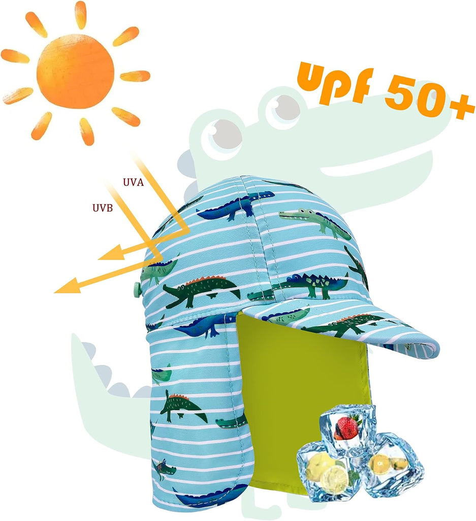 Kids Legionnaires Hat, UPF 50+ Sun Protection Swim Cap Flap Hat for Kids, Quick Drying Sun Hat for Beach Seaside