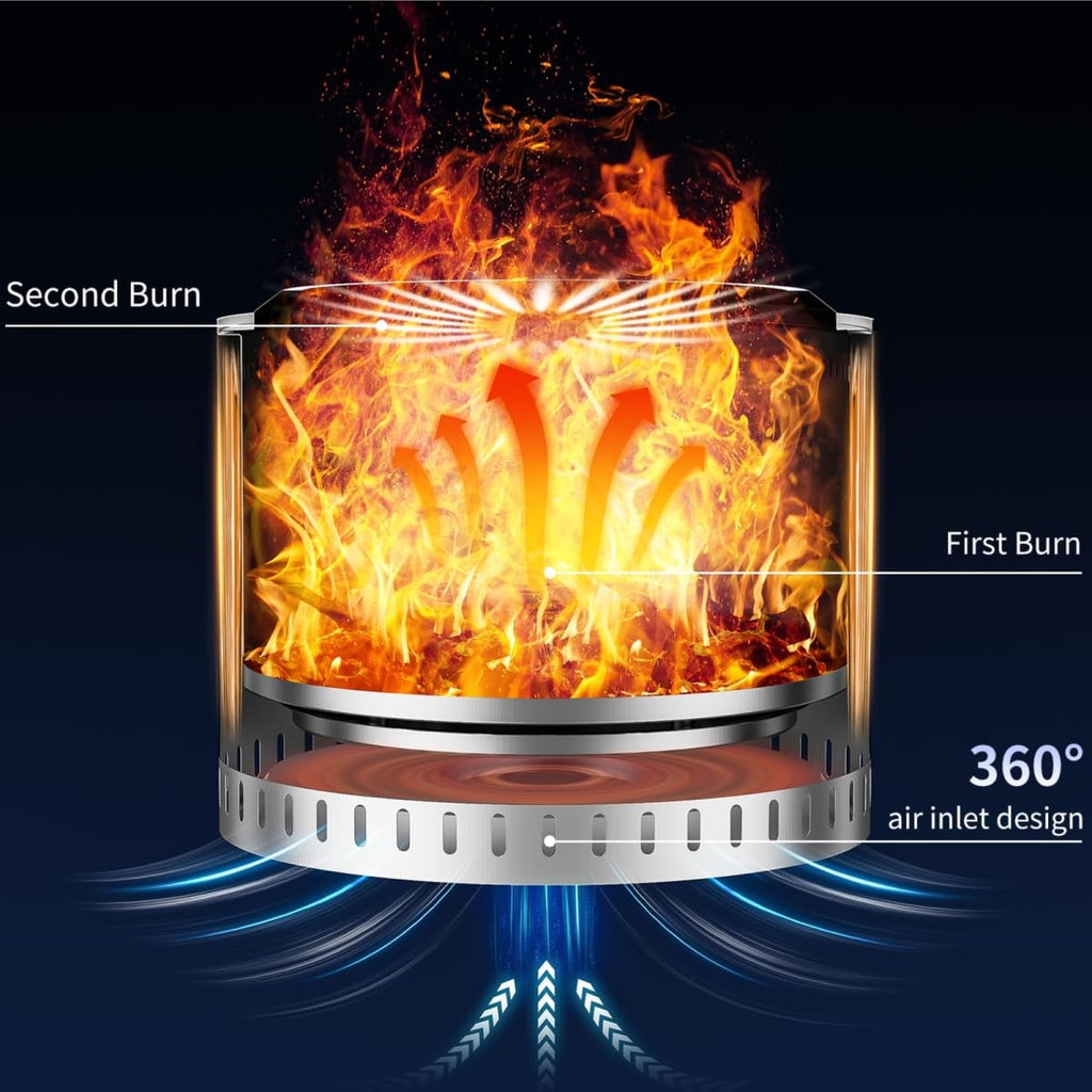 22 inch Stainless Steel Smokeless Fire Pit with Waterproof Cover