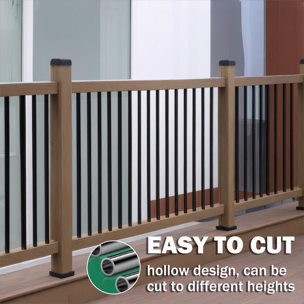 105 Pack 32" Aluminum Deck Balusters, 3/4" Round Deck Railing Spindles with Conectors and Screw, Hollow Metal Deck