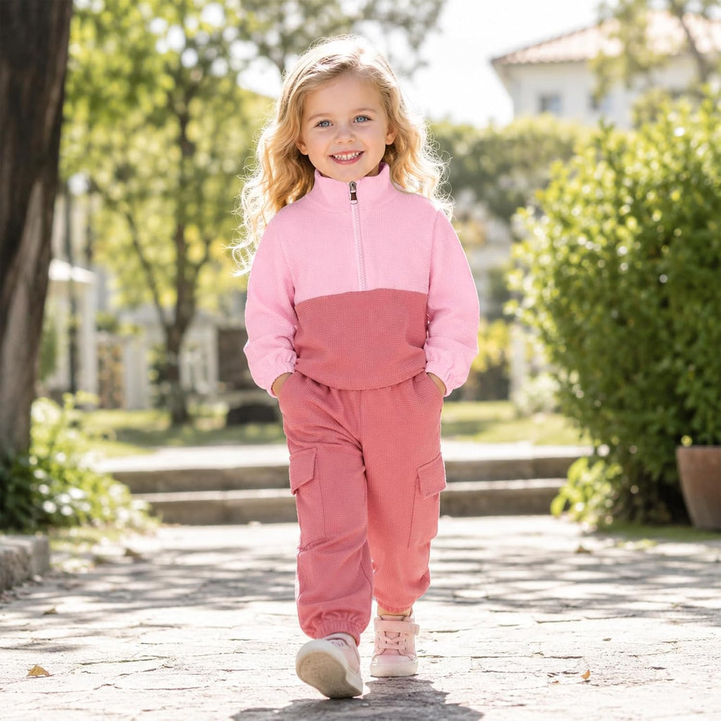 Toddler Girl Clothes Fall Outfit Waffle Sweatshirt Pants Set