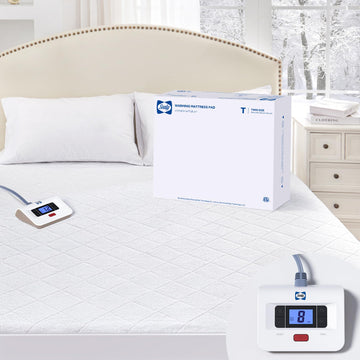 Heated Mattress Pad Twin Size with Plush Top Machine Washable 39×75"