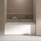 60 in x32 in Acrylic Drop-In Bathtub, Glossy White Recessed Soaking Tub with Single Apron, Right Drain and Integral