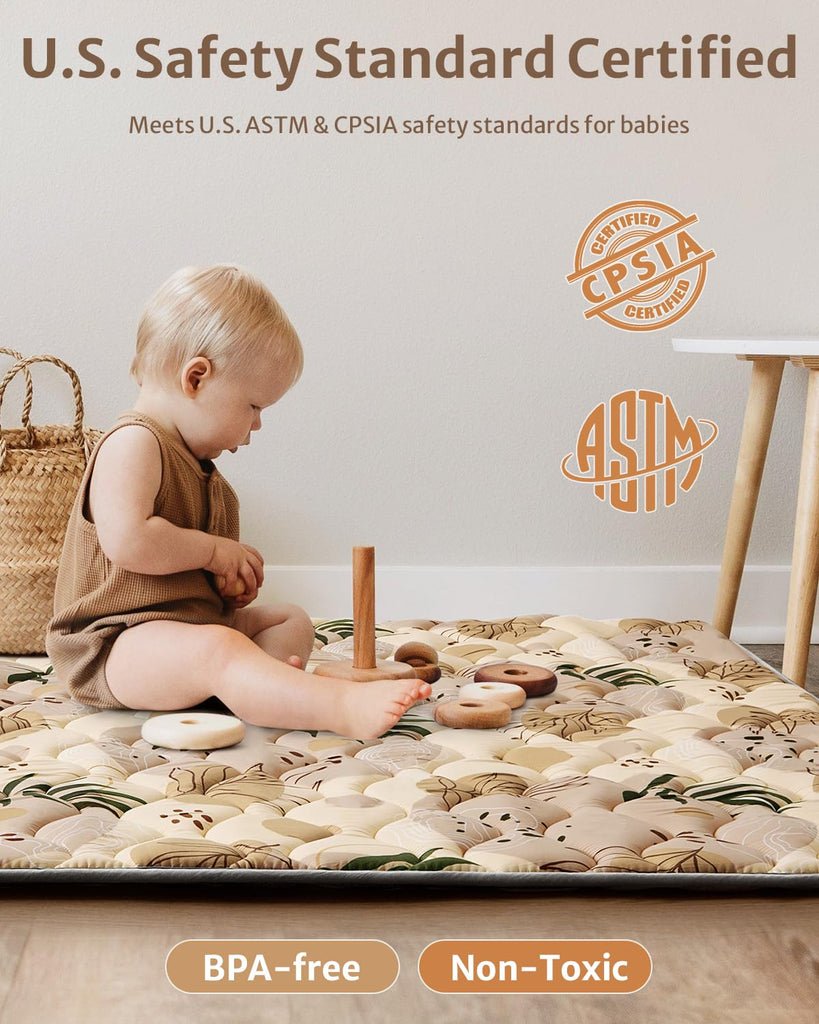Play Mat, 47x47 Infant Play Mat for Playpen, Thicken Foam Cushioned Baby Mat for Floor, Non-Slip Kids Play Mat