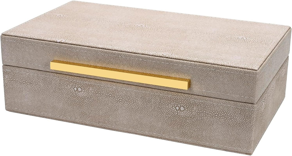 Ivory Shagreen box Faux Leather Decorative Boxes,Small Keepsake And Memory Storage Decorative Boxes with Lids Decor