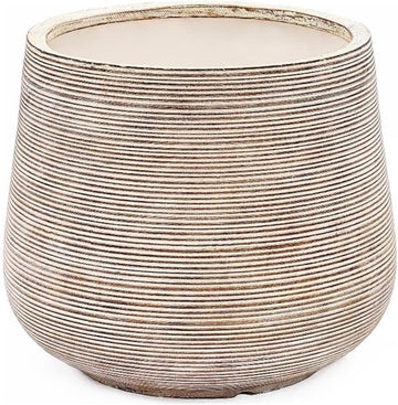 LuxenHome 17" Round Planters for Indoor Plants, Distressed Large Plant Pot | Planter with Drainage Hole and Rubber