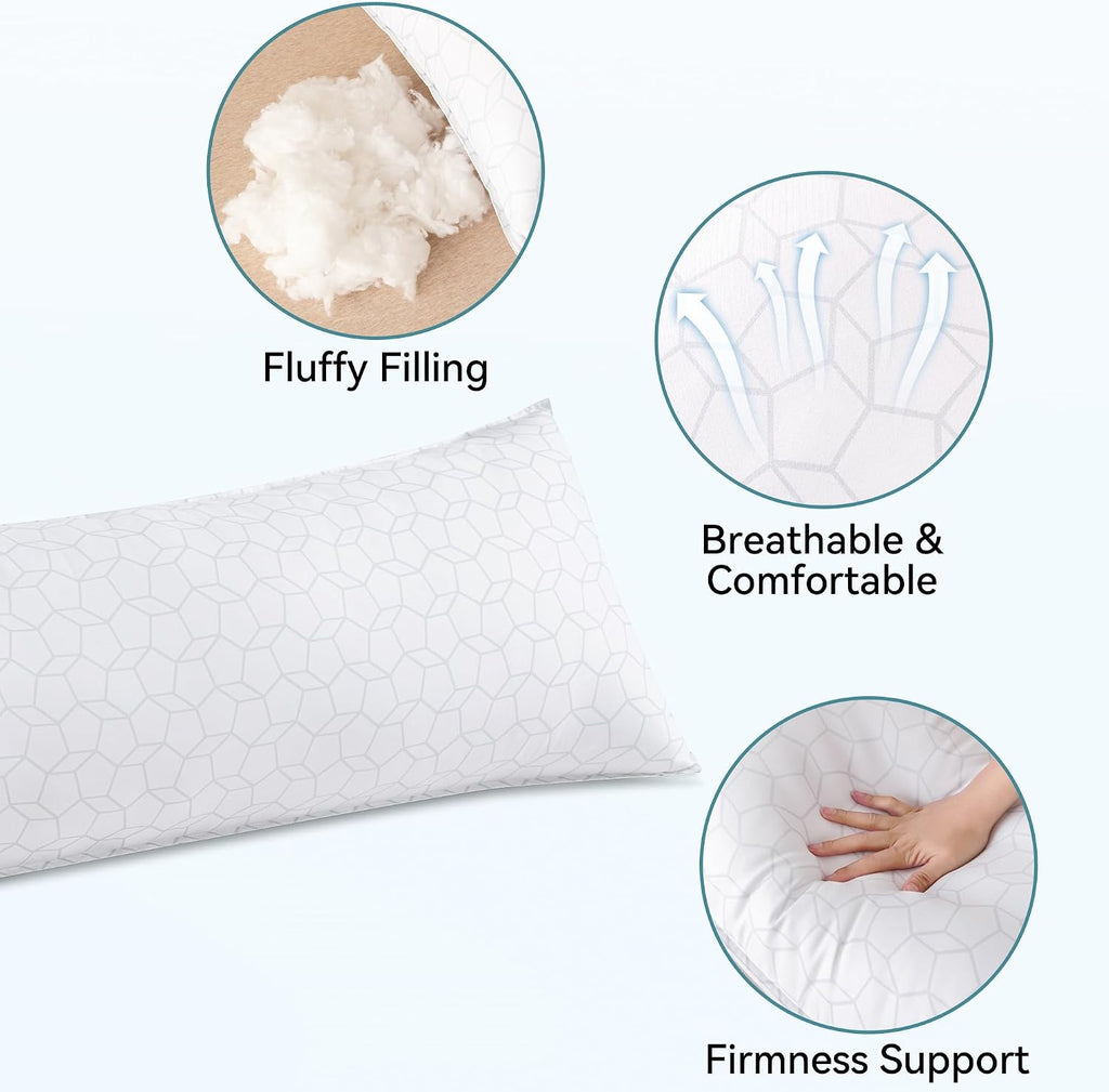 Full Body Pillow for Side Sleeper, Soft Long Bed Pillow for Adults | Generous Fill Firm Plush Support - Large Loft