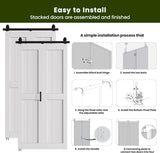 Bifold Barn Door 64'' x 84'',Bi-Fold Sliding Closet Doors with Hardware Kit Included,72'' Track Kit 