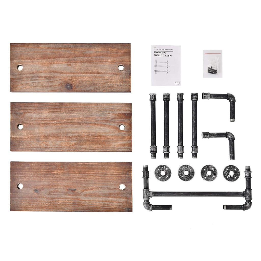 Industrial Pipe Shelving Rustic Bathroom Shelves with Towel Bar, 24" Pipe Shelf Wall Mounted, Farmhouse Bathroom