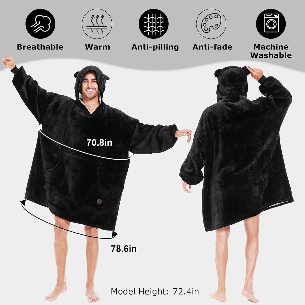 Wearable Blanket Hoodie, Oversized Sherpa Sweatshirt Blanket for Adults Women Men, Warm Cozy Hooded Blanket, Gifts
