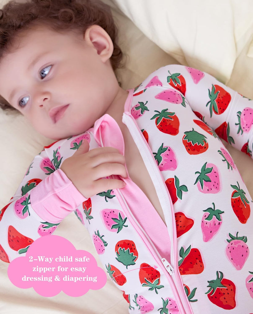 Viscose Derived from Bamboo Baby Footie Pajamas Convertible Sleeper for Baby Girl Zipper Onesie