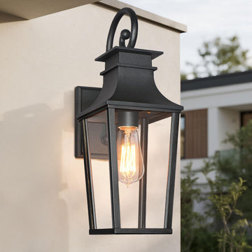 19" Matte Black Large Outdoor Wall Sconce