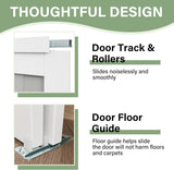 Sliding Closet Door 60" x 80", One-Side Mirror Bypass Door Panel with Hardware Track Kit & Floor Gui