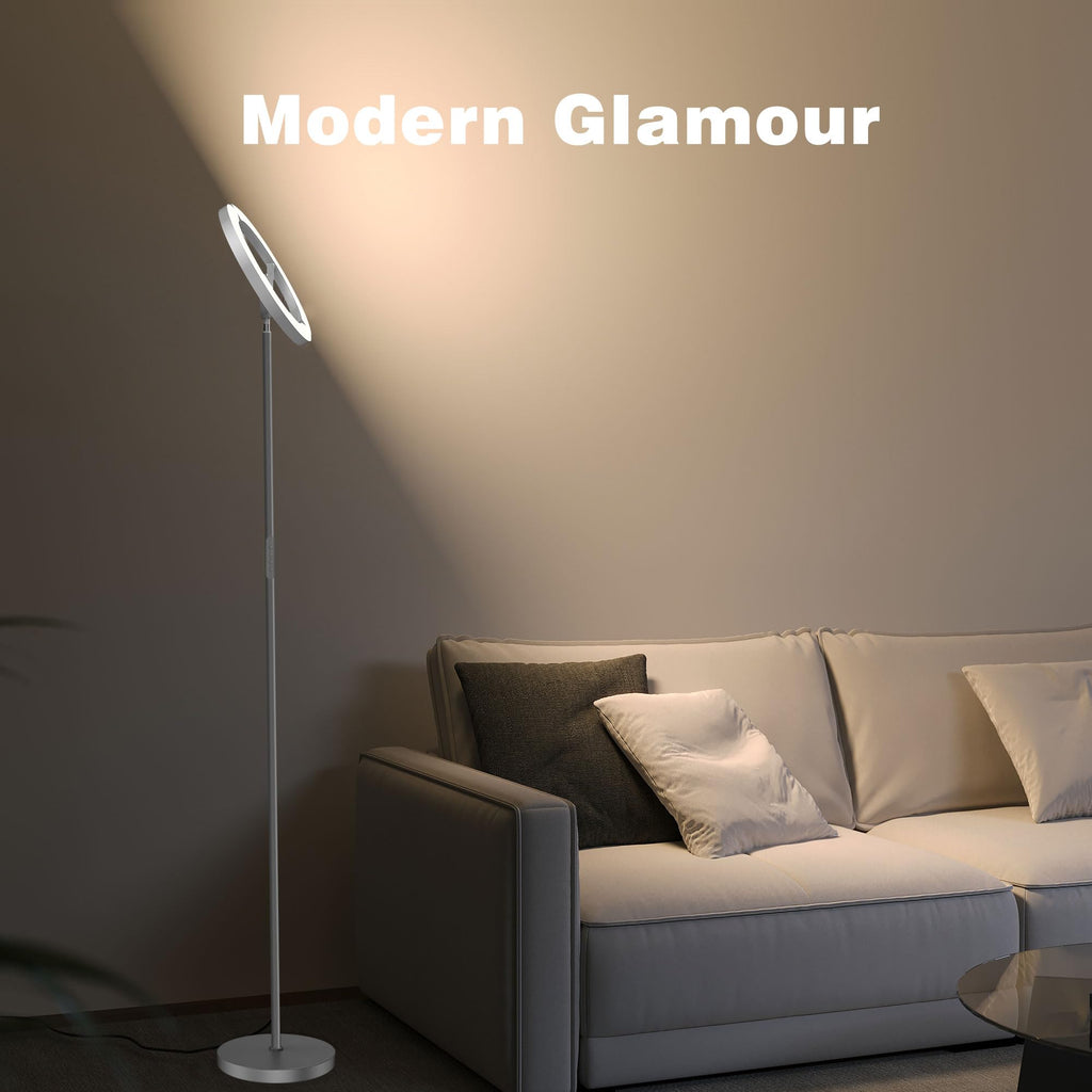 30W LED Floor Lamp, 350° Rotating Reading Standing Lamp with Remote Control, Stepless Dimmable Modern