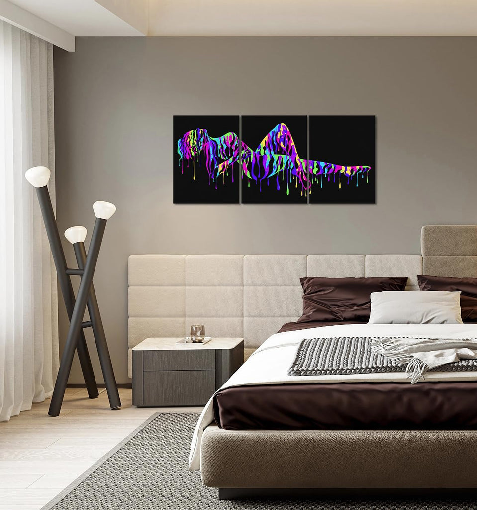 Abstract Woman Canvas Wall Art - Sexy Bedroom Wall Decor Naked Women Painting Female Body Print Colorful Girl Picture