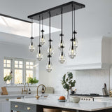 Raindrop 9-Light Chandeliers for Dining Room, Black Dining Room Lights Fixture Over Table, Teardrop Pendant Lights Kitchen Island, Adjustable Rope Hanging Lamp Ceiling for Entryway Foyer A121-B0CH9N8VRR