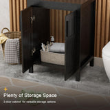 24" Black Modern Bathroom Vanity with Vessel Sink - Grooved Vanity Cabinet Combo