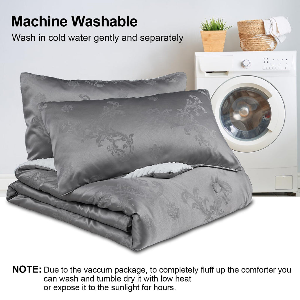 Jacquard Comforter Set - Luxury Warm Paisley Floral Pattern Twin Size Bedding with 1 Pillowcase All-Season Soft &