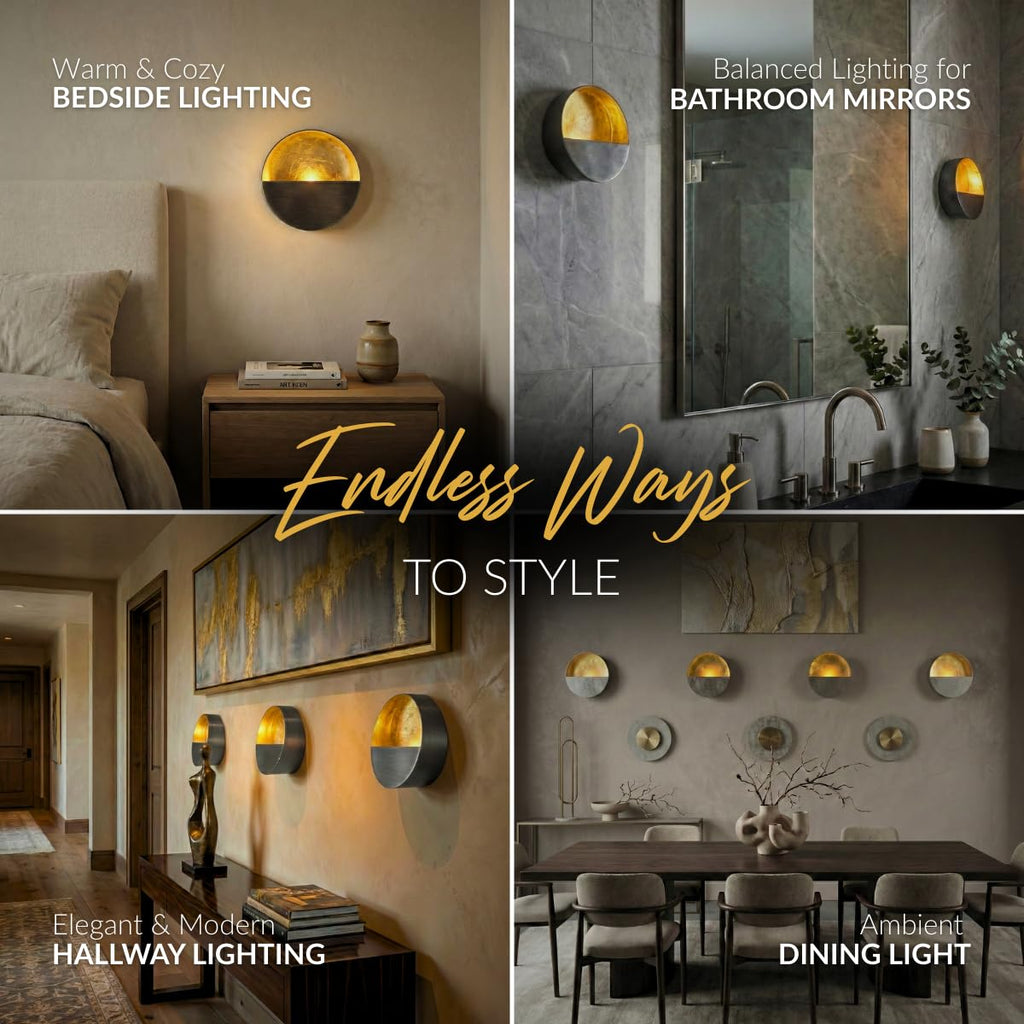 Eclipse Wall Candle Sconces Set of 2 - Round Tea Light Holders
