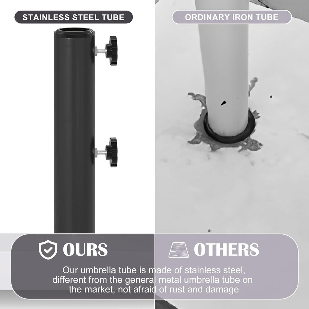 Umbrella Base 40lbs with Stainless Steel Umbrella Tube, Heavy Duty Steel Umbrella Stand, Black