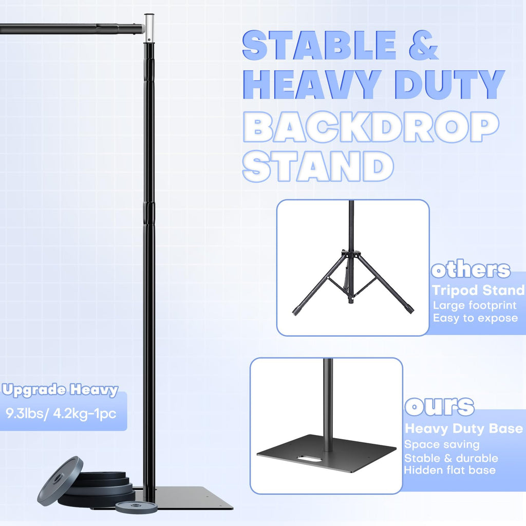 Photo Backdrop Stand 10x8ft Pipe and Drape Kit Adjustable Party Decorations