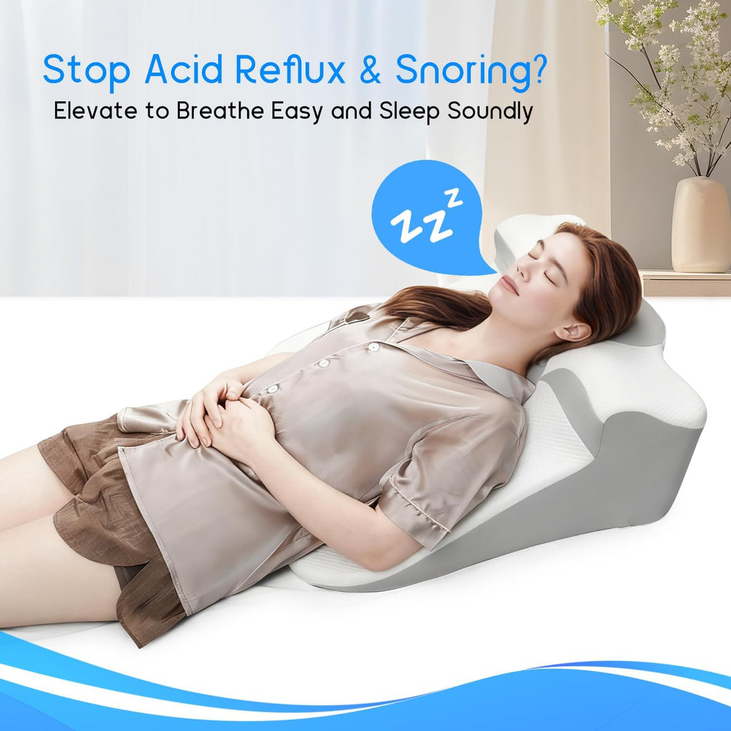 Bed Wedge Pillow for Sleep Apnea, Acid Reflux & Snoring Relief | Post-Surgery Recovery Pillow with Ergonomic 3-in-1