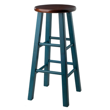 Ivy Square Leg Bar Stool, Rustic Teal and Walnut, 29"