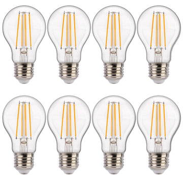 Dusk to Dawn Outdoor Sensor A19 LED Edison Bulbs, 8W (100W Eqv.) - Vintage Filament E26 Base, Auto On/Off