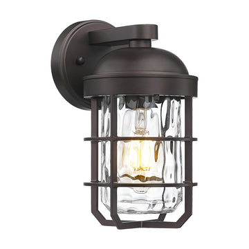 Retro Wall Lamp Wall Mounted, Medium 1-Light Exterior Wall Lighting with Metal Cage, Oil Rubbed Bronze with Water
