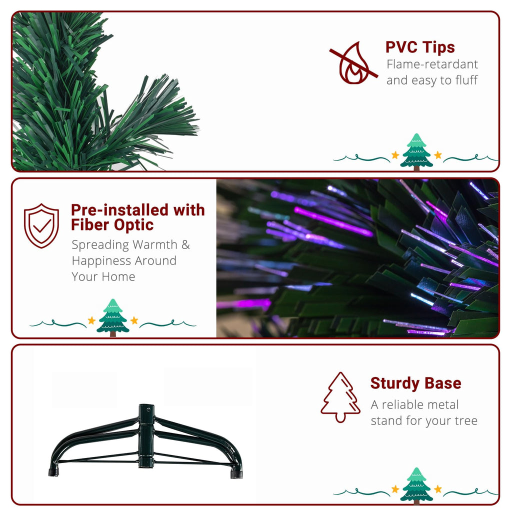 6FT Fiber Optic Artificial Christmas Tree with Star Top, Green
