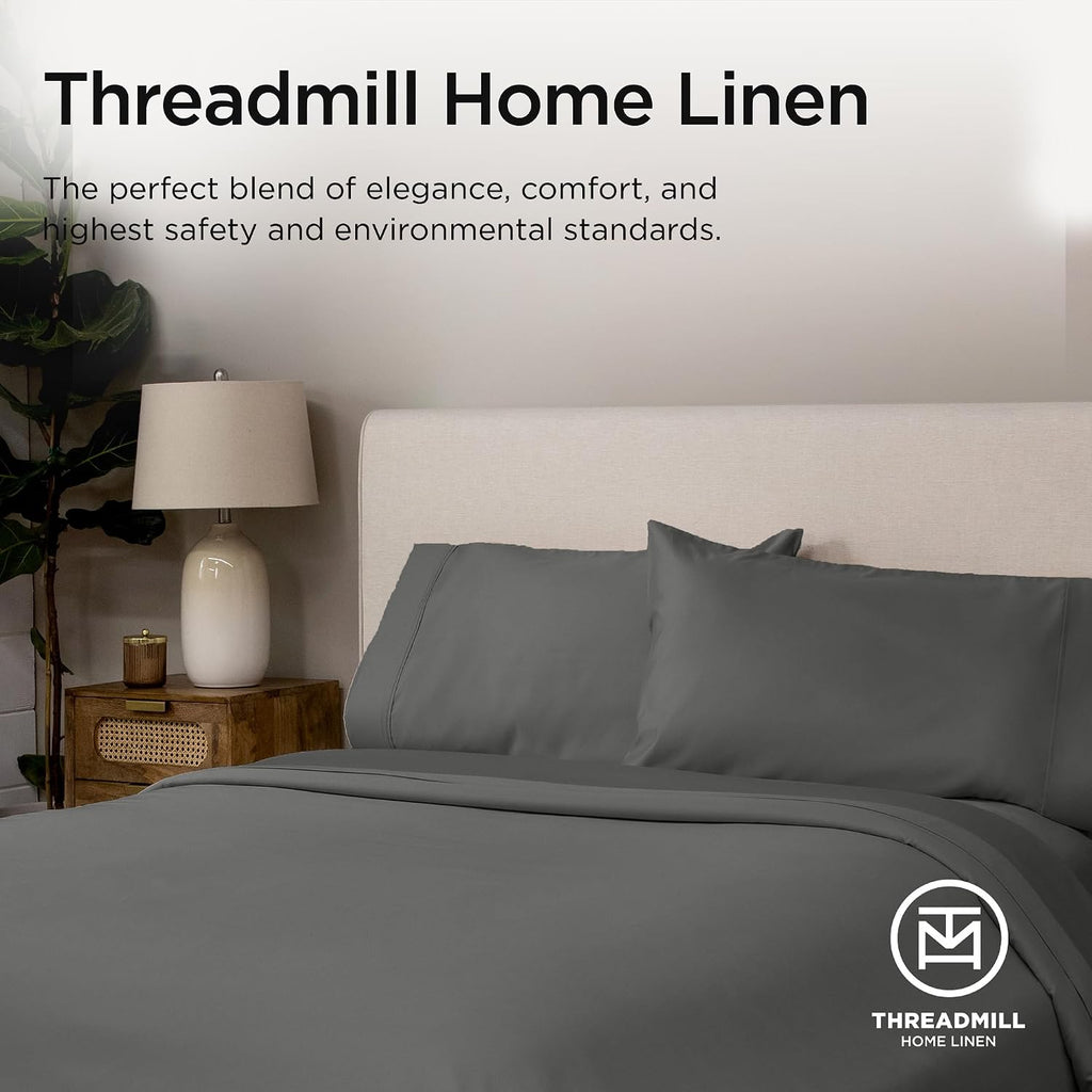 Luxury 100% Supima Cotton Sheets, Luxury 1200 Thread Count Cotton Sheets for Queen Bed, 4 Pc Dark Grey Bed Sheets