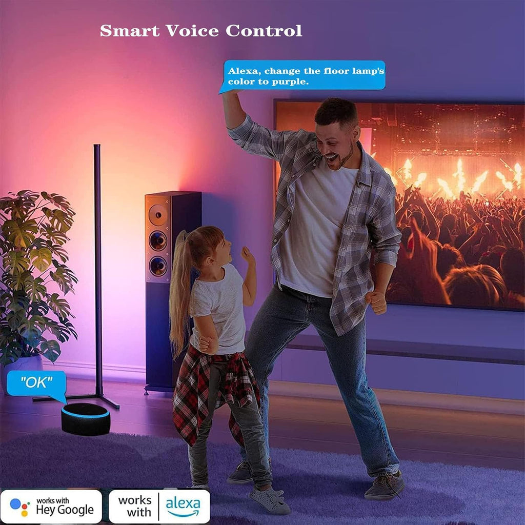 Corner Floor Lamp, LED Corner Lamp with Alexa & Google Home, App and Remote Control,16 Million DIY Colors & 68+