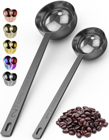 Premium Coffee Scoop Set - 1 Tbsp (15ml) & 2 Tbsp (30ml) Measuring Tablespoon - Stainless Steel Coffee Measuring
